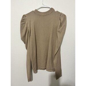 MAIN Strip Womens Brown Puff Sleeve Brown Long Sleeve Top Size Medium